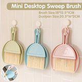 Mini Desktop Sweep Cleaning Brush Keyboard Brush Small Broom Dustpan Set - Green - Front View