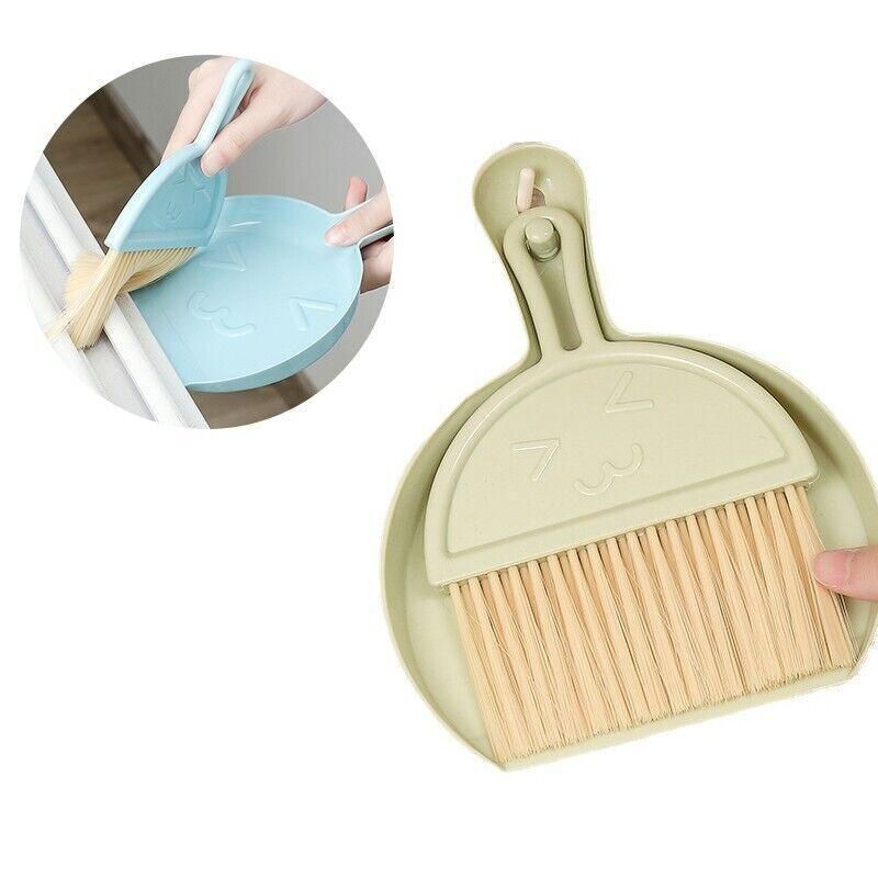 Mini Desktop Sweep Cleaning Brush Keyboard Brush Small Broom Dustpan Set - Green