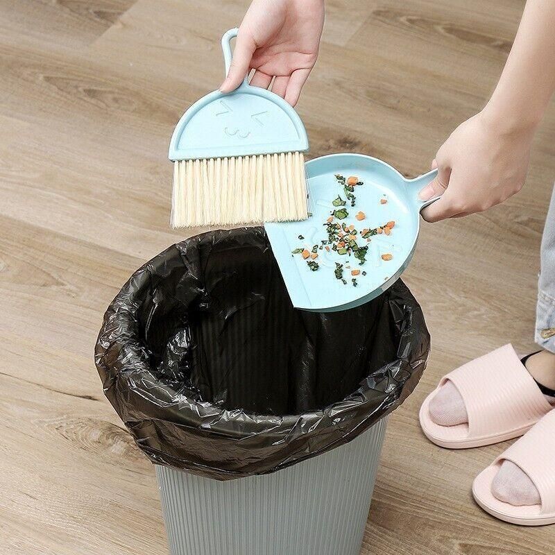 Mini Desktop Sweep Cleaning Brush Keyboard Brush Small Broom Dustpan Set - Pink