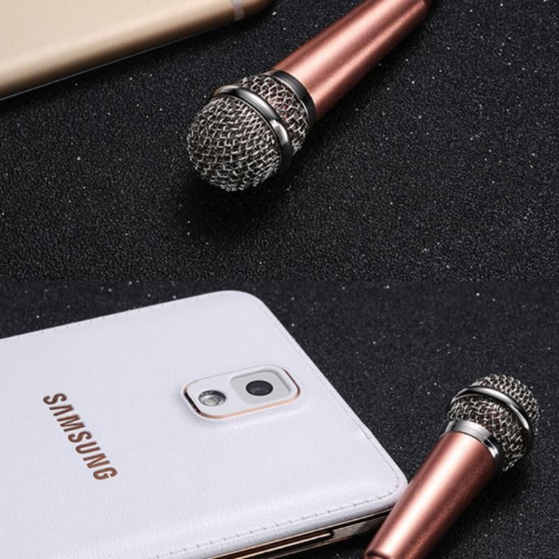 Mini Microphone Portable Vocal Instrument Mic for Mobile Phone Laptop Notebook - Rose Gold