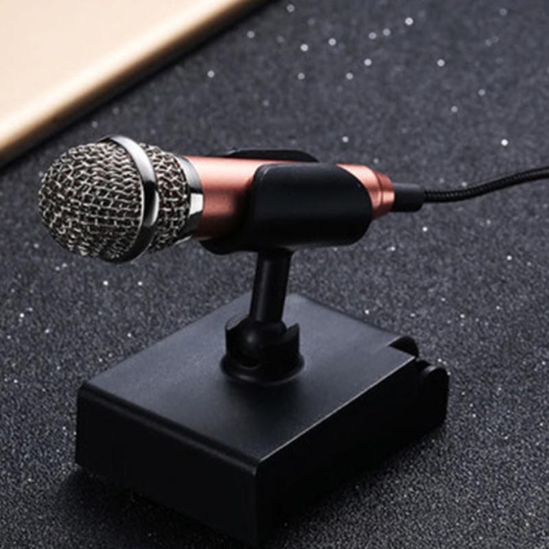 Mini Microphone Portable Vocal Instrument Mic for Mobile Phone Laptop Notebook - Rose Gold