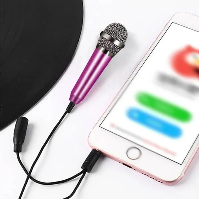 Mini Microphone Portable Vocal Instrument Mic for Mobile Phone Laptop Notebook - Rose Gold