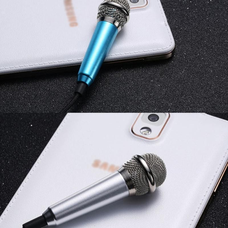 Mini Microphone Portable Vocal Instrument Mic for Mobile Phone Laptop Notebook - Silver