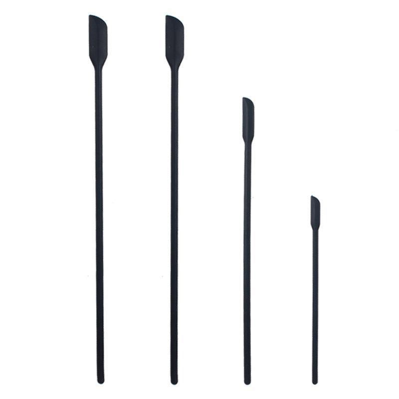 4X Silicone Mini Spatula Jar Scraper Scoop Tip Long Spatula Cosmetic Bottle B8A3 - Black