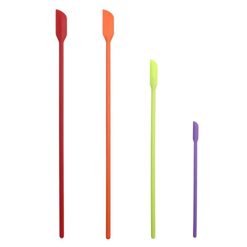 4X Silicone Mini Spatula Jar Scraper Scoop Tip Long Spatula Cosmetic Bottle B8A3 - Black