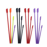 4X Silicone Mini Spatula Jar Scraper Scoop Tip Long Spatula Cosmetic Bottle B8A3 - Purple - Side View