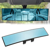Wide View Rearview Mirror Anti Glare Indoor Car Mirror Anti Fog Curved Blue - Top-Down View