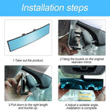 Wide View Rearview Mirror Anti Glare Indoor Car Mirror Anti Fog Curved Blue - Low Angle