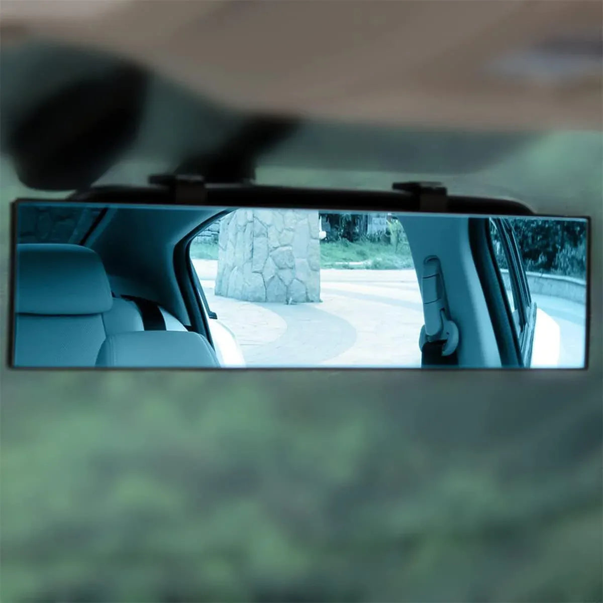 Wide View Rearview Mirror Anti Glare Indoor Car Mirror Anti Fog Curved Blue