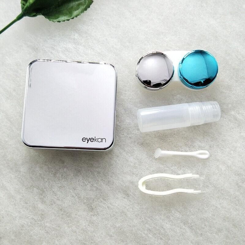 Contact Lens Tweezers Stick Inserted Remover Tool Kit Tip Storage Case Box Sets - Silver