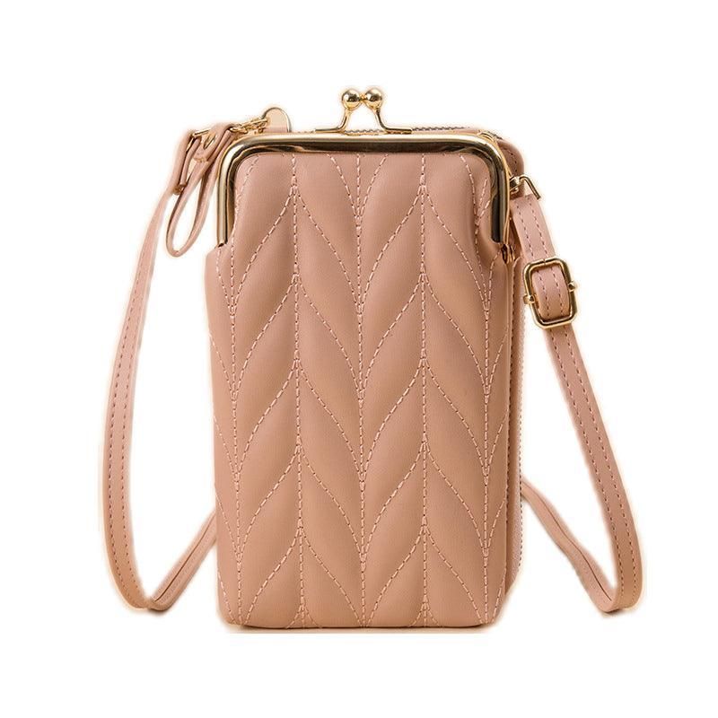 Women Mobile Phone Bag Pu Leather Purse Wallet Shoulder Pouch Small Crossbody Au - Pink