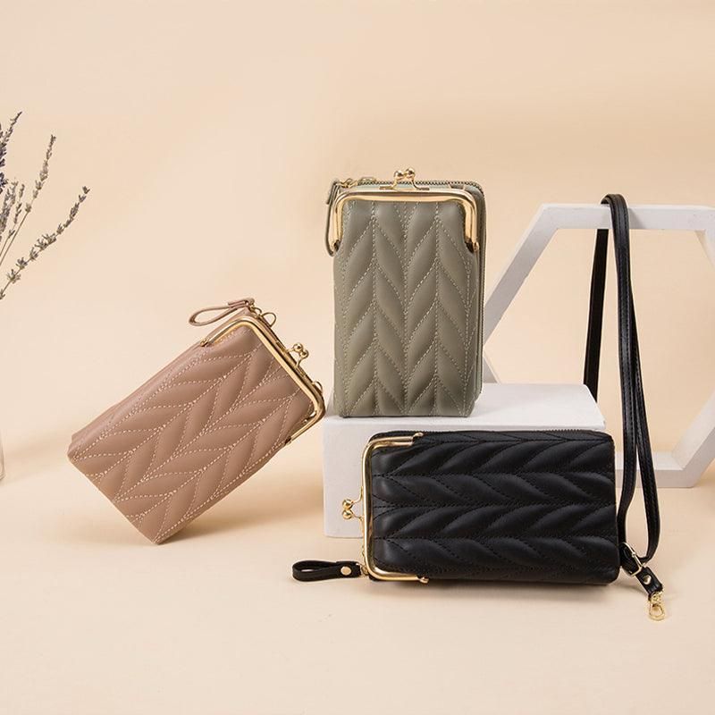 Women Mobile Phone Bag Pu Leather Purse Wallet Shoulder Pouch Small Crossbody Au - Pink