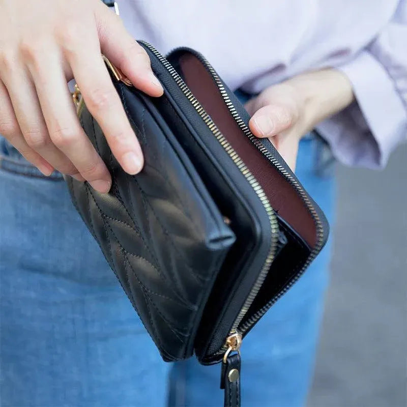 Women Mobile Phone Bag Pu Leather Purse Wallet Shoulder Pouch Small Crossbody Au - Pink