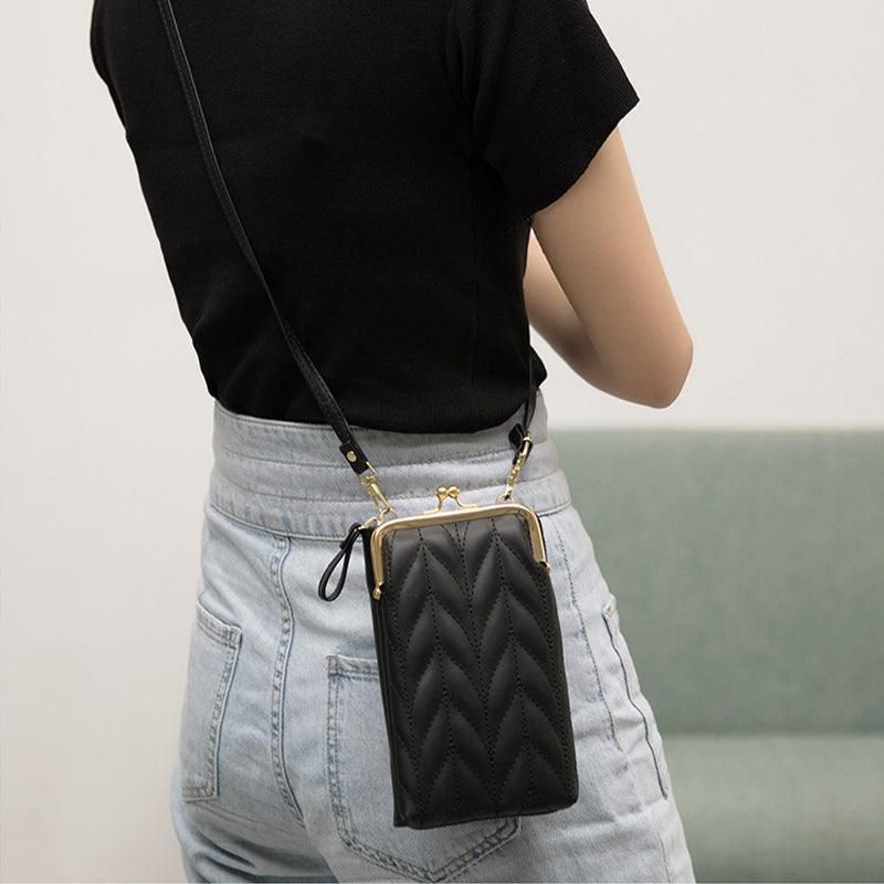 Women Mobile Phone Bag Pu Leather Purse Wallet Shoulder Pouch Small Crossbody Au - Pink