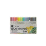 12-120 Watercolor Brush Pen Set Artist Sketch Marker - Black-12 Colours - Close-Up Angle