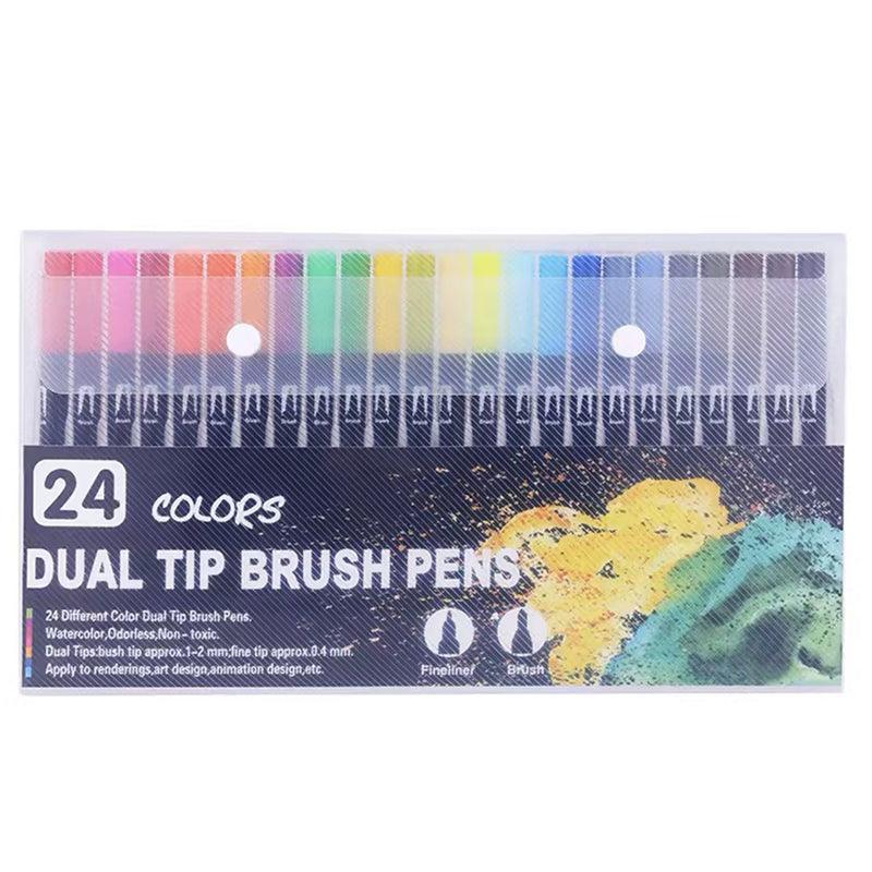 12-120 Watercolor Brush Pen Set Artist Sketch Marker - White-12 Colours