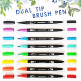 12-120 Watercolor Brush Pen Set Artist Sketch Marker - Black-24 Colours