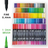 12-120 Watercolor Brush Pen Set Artist Sketch Marker - Black-36 Colours - Side View