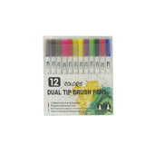 12-120 Watercolor Brush Pen Set Artist Sketch Marker - Black-36 Colours - Rear View