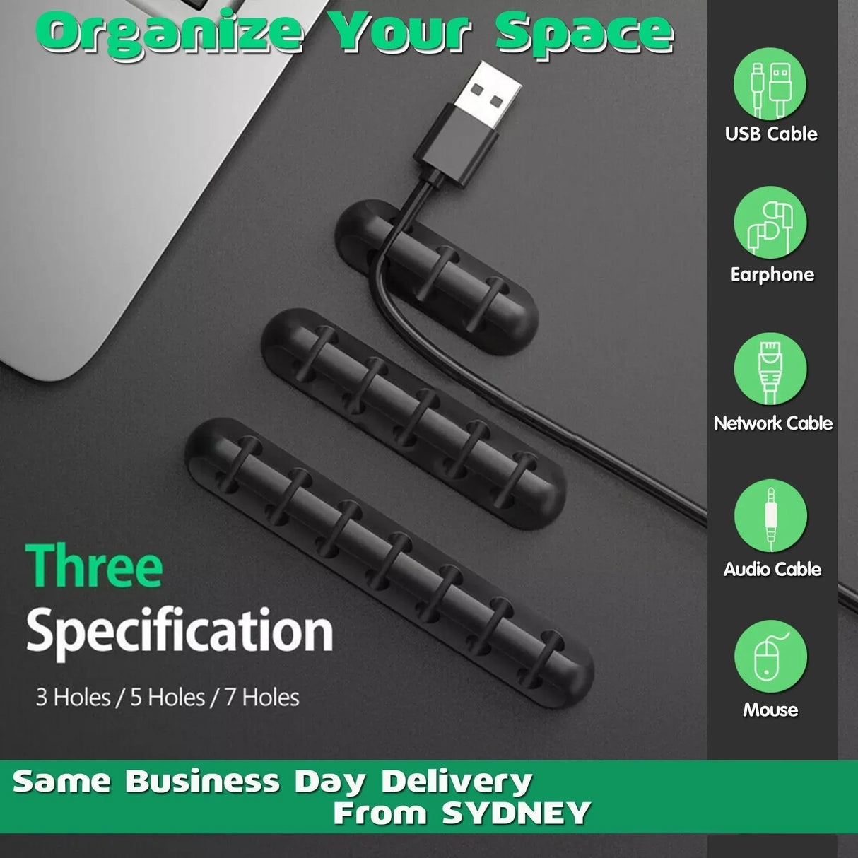 Value Pack Usb Charge Cable Holder Desk Cable Clips Organizer Cord Management - 5 Clips