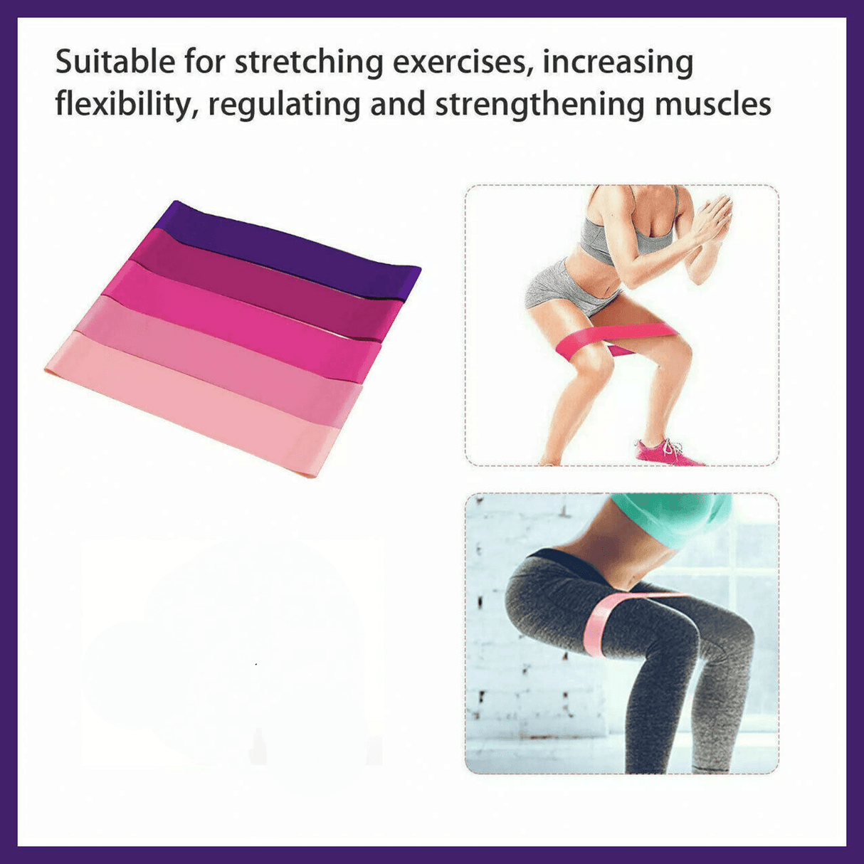 Exercise Resistance Bands Loop Power Strength Training Fitness Yoga Pilates Gym - Set of 5 PCS