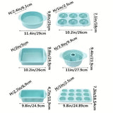 6PCS Silicone Cake Mould Set Baking Pans Nonstick Cupcake Cookie Tools Reusable - Pink - Side View