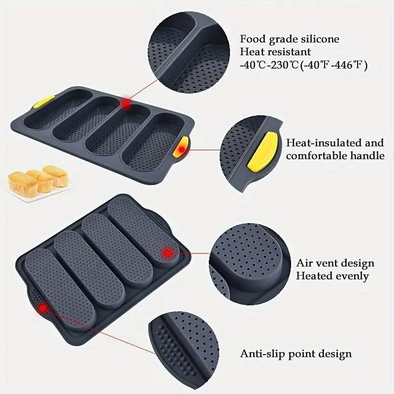 Silicone Cake Mould Oval 4 Compartment Non Stick Baking Pan Home Kitchen Tools