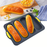 Silicone Cake Mould Oval 4 Compartment Non Stick Baking Pan Home Kitchen Tools - Close-Up Angle