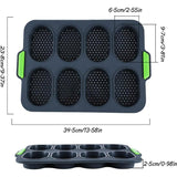 Silicone Cake Mould Oval 8 Compartment Non Stick Baking Pan Kitchen Tools Set - Side View