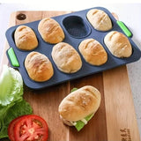Silicone Cake Mould Oval 8 Compartment Non Stick Baking Pan Kitchen Tools Set - Close-Up Angle