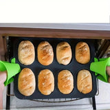 Silicone Cake Mould Oval 8 Compartment Non Stick Baking Pan Kitchen Tools Set - Low Angle