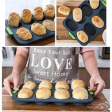 Silicone Cake Mould Oval 8 Compartment Non Stick Baking Pan Kitchen Tools Set - Extra Image