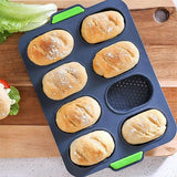 Silicone Cake Mould Oval 8 Compartment Non Stick Baking Pan Kitchen Tools Set - Extra Image