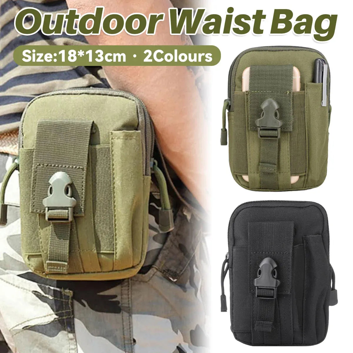 Outdoor Tactical Waist Bag Durable for Hiking Camping Travel Sports