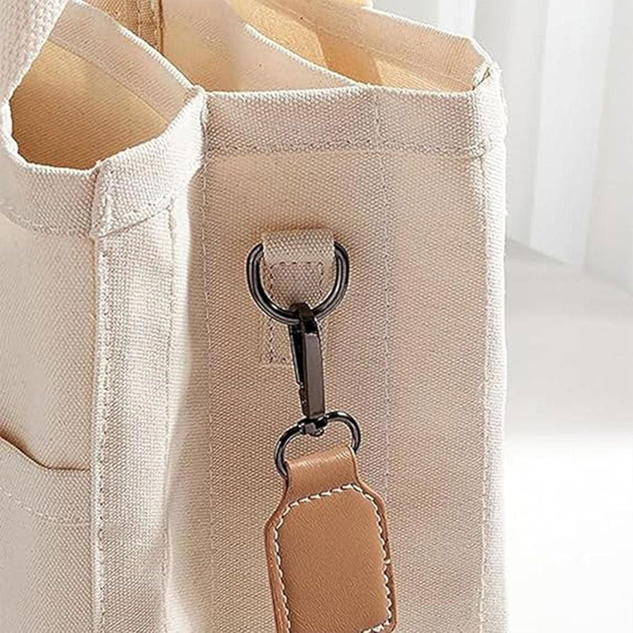 Stylish Multifunctional Mummy Bag Canvas Shoulder Crossbody Handheld Tote Bag - Beige