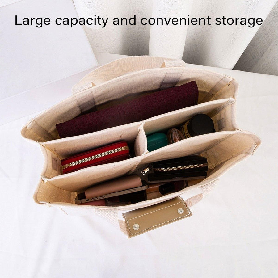 Stylish Multifunctional Mummy Bag Canvas Shoulder Crossbody Handheld Tote Bag - Beige