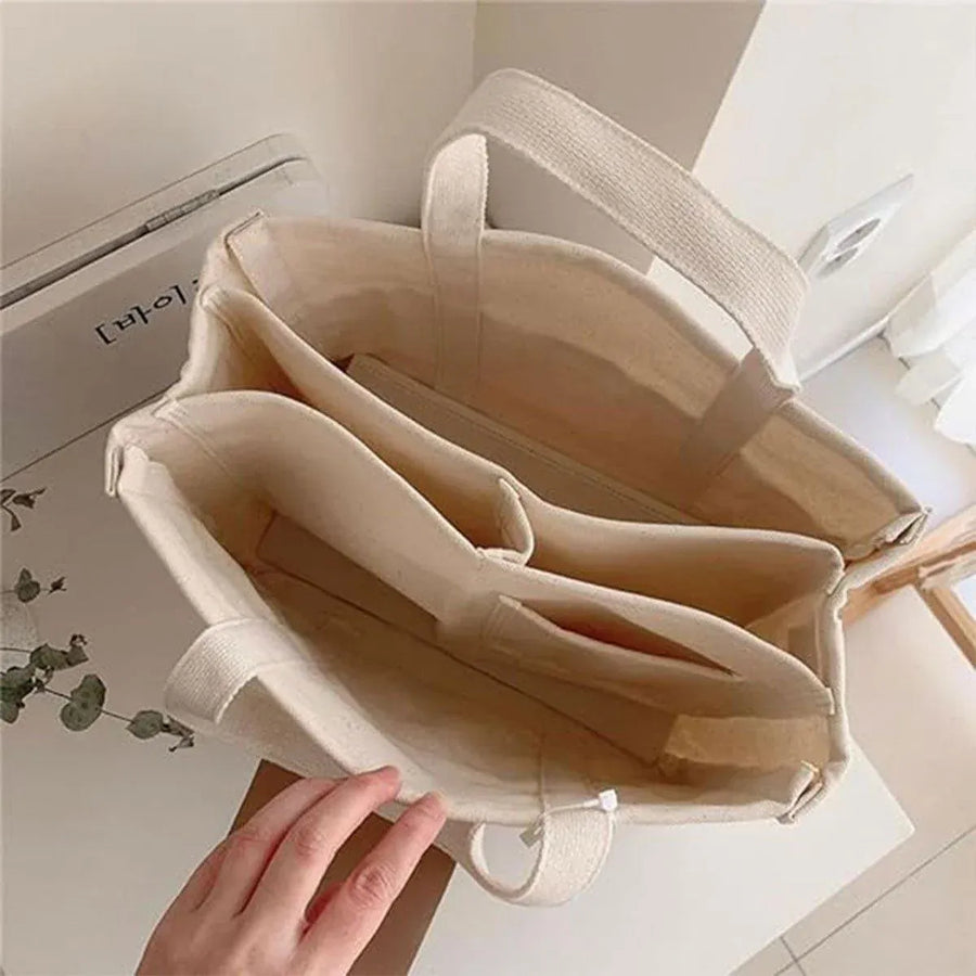 Stylish Multifunctional Mummy Bag Canvas Shoulder Crossbody Handheld Tote Bag - Beige