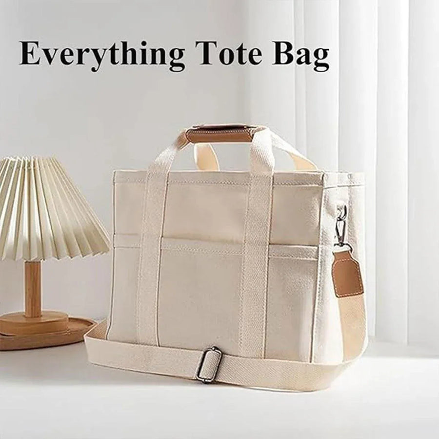 Stylish Multifunctional Mummy Bag Canvas Shoulder Crossbody Handheld Tote Bag - Beige
