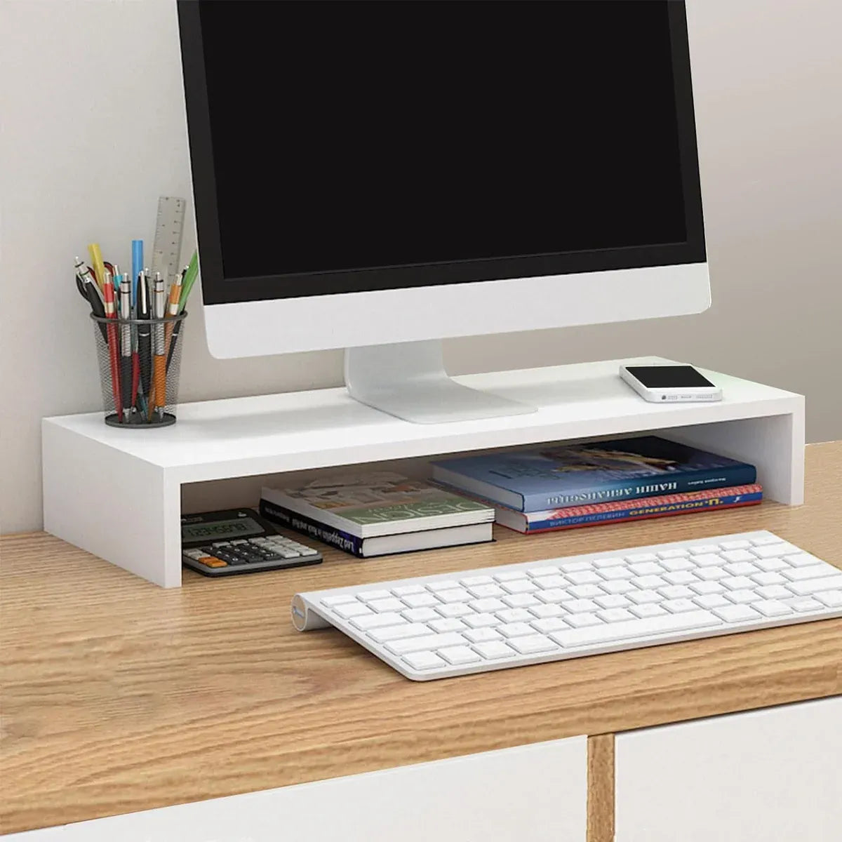 Home Office Computer Monitor Riser Stand Desk Storage Shelf