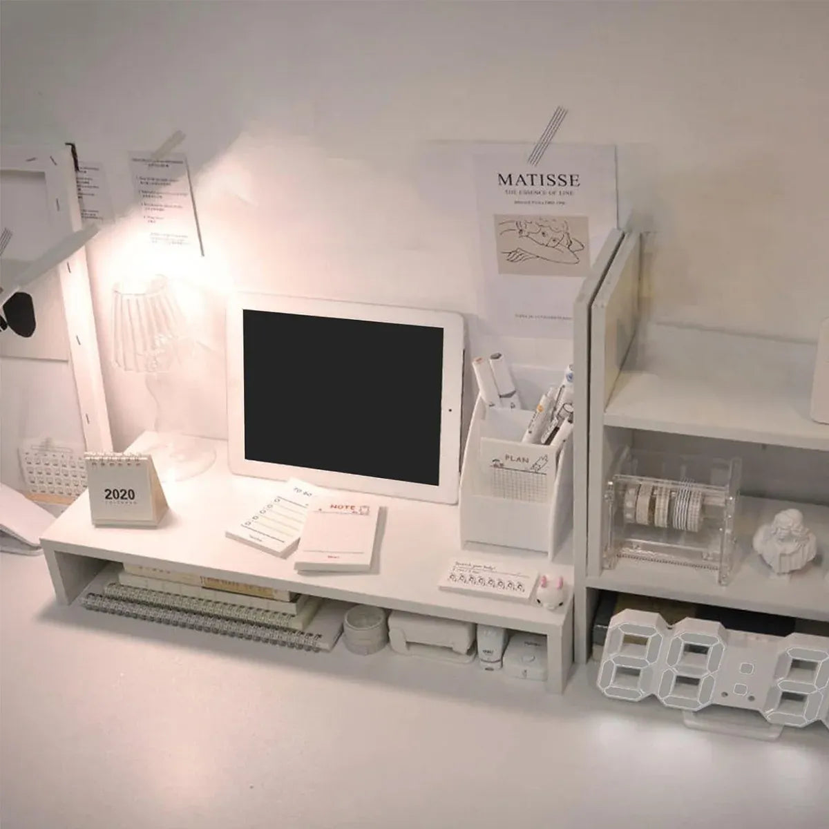 Home Office Computer Monitor Riser Stand Desk Storage Shelf