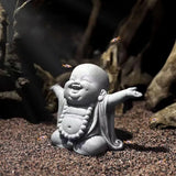 Stone Buddha Statue Fish Tank Decor Landscape Ornament Garden Sculpture Display - 45-Degree Angle