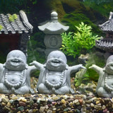 Stone Buddha Statue Fish Tank Decor Landscape Ornament Garden Sculpture Display - Close-Up Angle