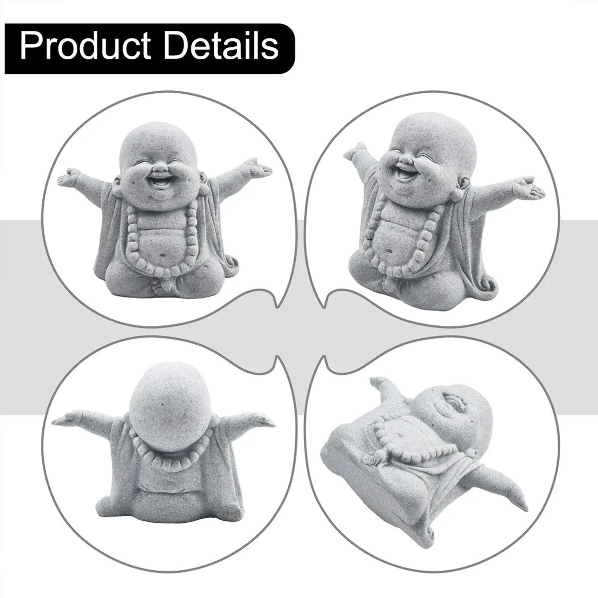 Stone Buddha Statue Fish Tank Decor Landscape Ornament Garden Sculpture Display