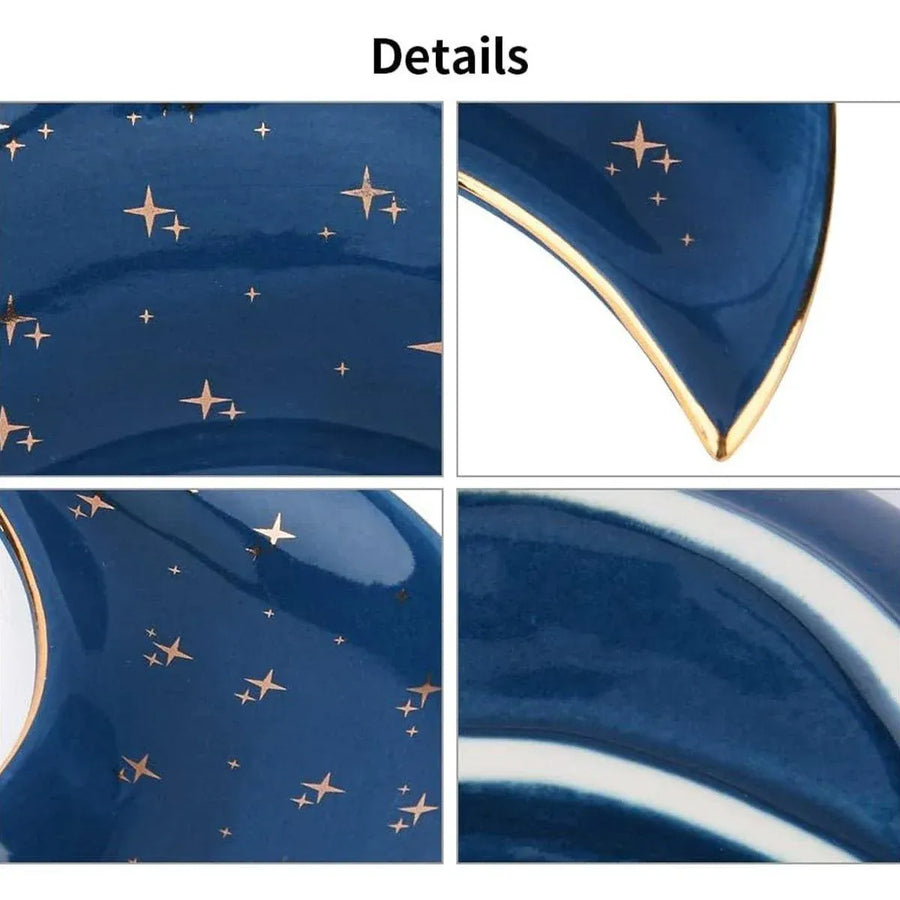 Moon Shaped Decorative Plate Fruit Tray Jewelry Storage Rack Dip Saucer for Home - 01