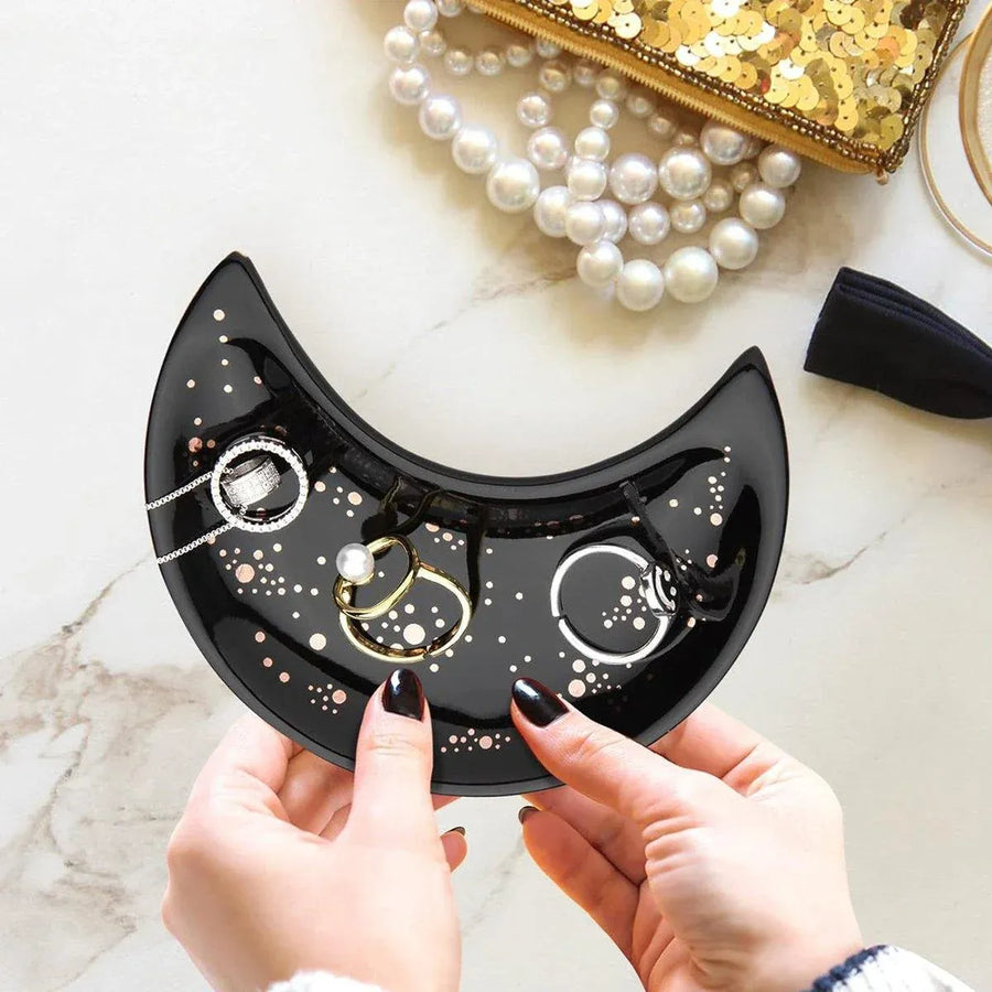 Moon Shaped Decorative Plate Fruit Tray Jewelry Storage Rack Dip Saucer for Home - 01