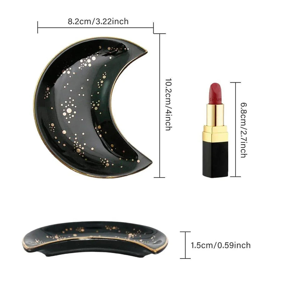 Moon Shaped Decorative Plate Fruit Tray Jewelry Storage Rack Dip Saucer for Home - 04