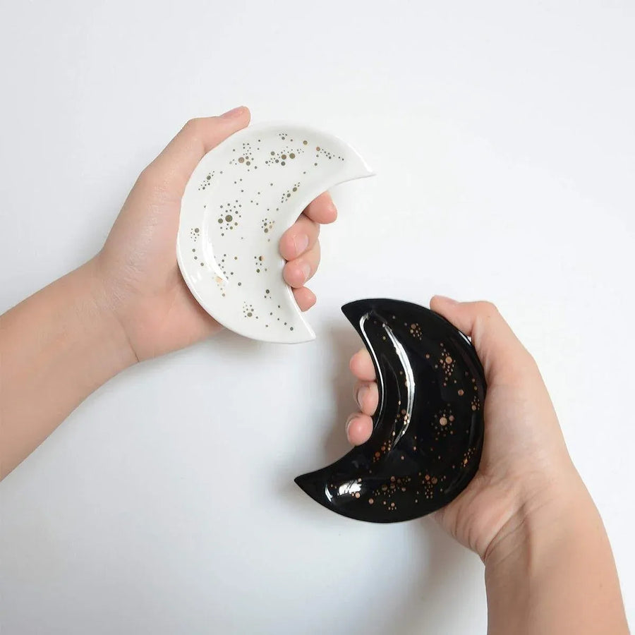 Moon Shaped Decorative Plate Fruit Tray Jewelry Storage Rack Dip Saucer for Home - 04