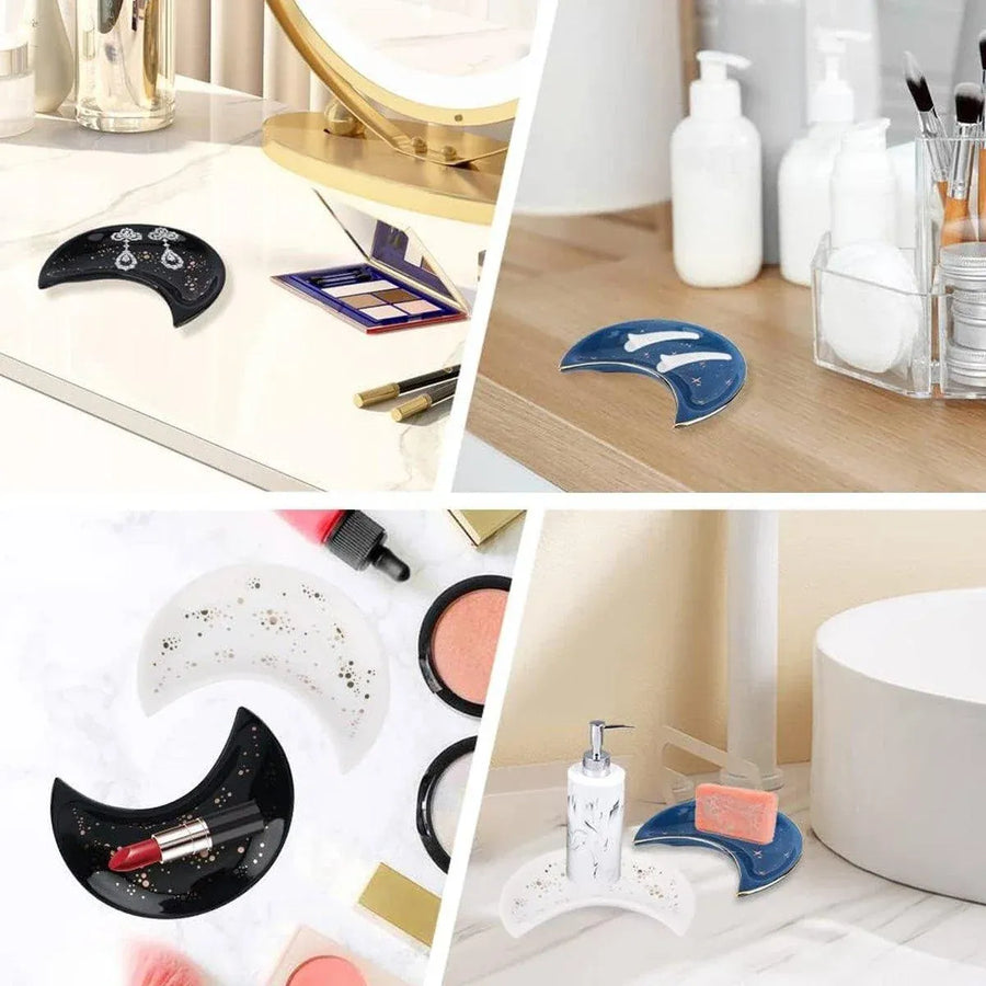 Moon Shaped Decorative Plate Fruit Tray Jewelry Storage Rack Dip Saucer for Home - 04