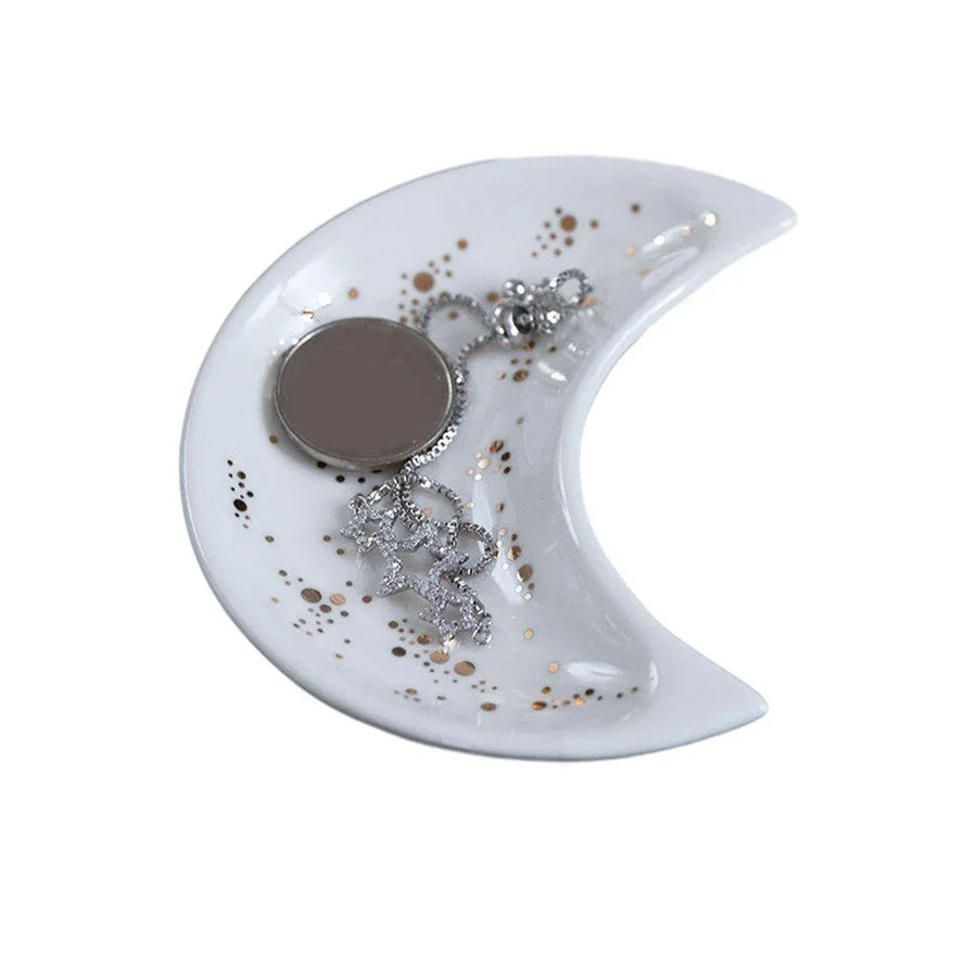 Moon Shaped Decorative Plate Fruit Tray Jewelry Storage Rack Dip Saucer for Home - 04