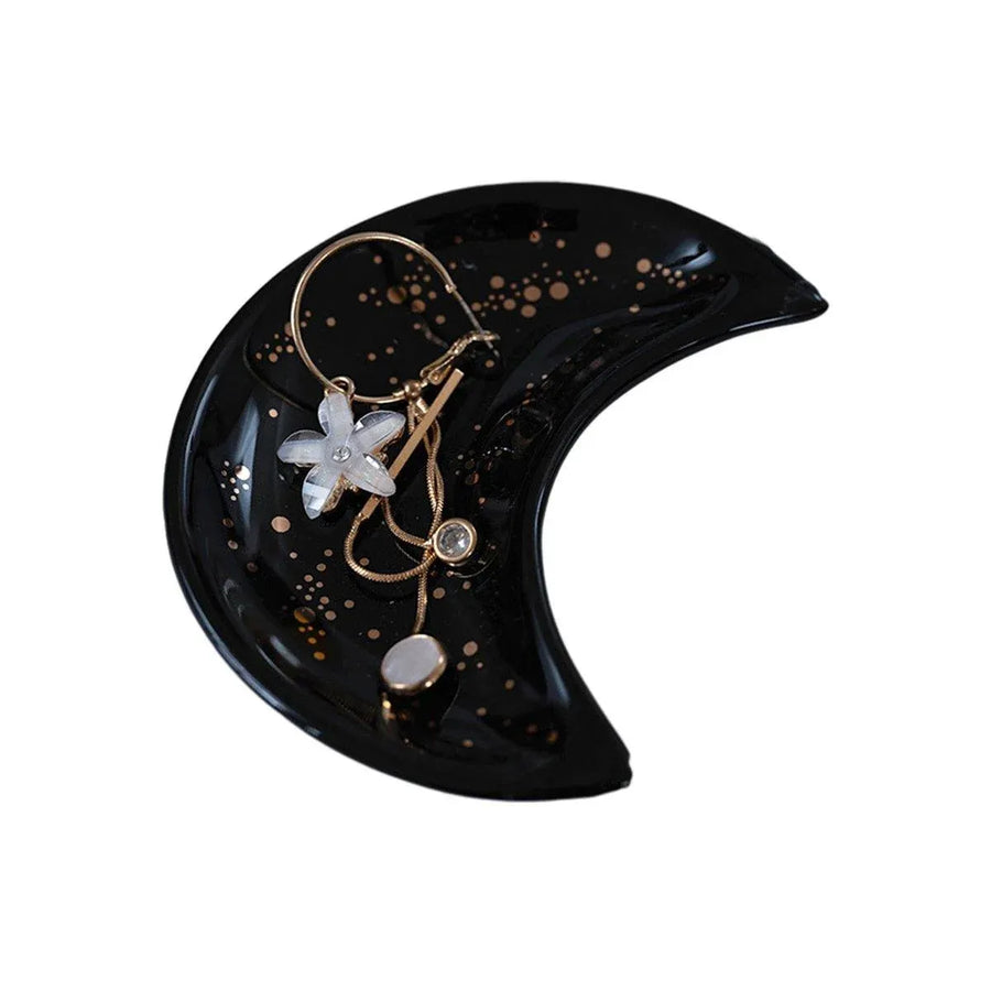 Moon Shaped Decorative Plate Fruit Tray Jewelry Storage Rack Dip Saucer for Home - 04